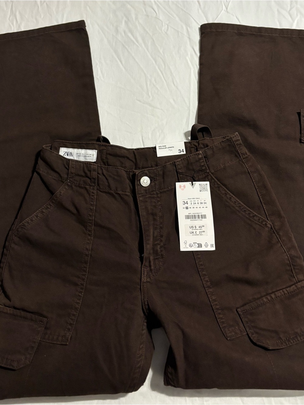 ZARA Brown Cargo Pants - Classic Utility Style